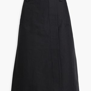 Tibi Black Wrap-effect Cotton Skirt