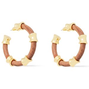 Noir Jewelry 14-karat Gold-plated Wood Hoop Earrings Light Brown