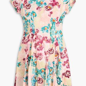 Agua Bendita Pupe Prado Embroidered Floral-print Linen Mini Dress