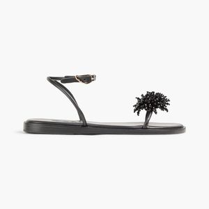 Ancient Greek Sandals White Emma Bead-embellished Leather Sandals