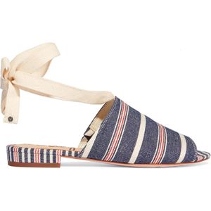 Sam Edelman Blue Tai Striped Denim Sandals Mid Denim