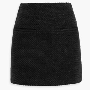 Veronica Beard Black Perry Metallic Cotton-Blend Tweed Mini Skirt