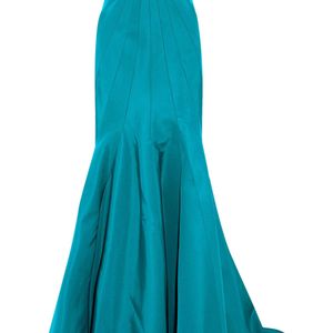Zac Posen Blue Strapless Flared Silk-faille Gown