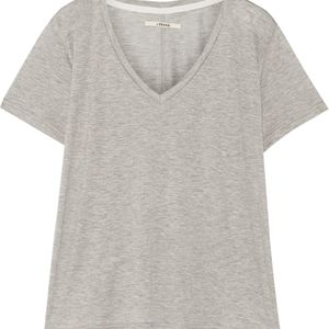 J Brand Woman Janis Distressed Painted Jersey T-shirt Gray