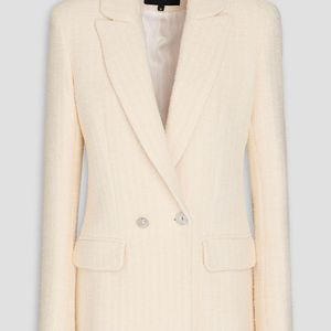 Maje Natural Double-breasted Cotton-blend Tweed Blazer