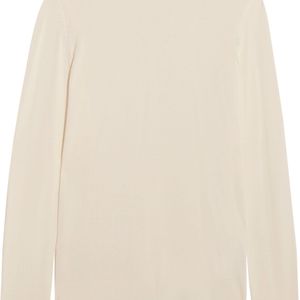MM6 by Maison Martin Margiela Natural Pleated Crepe-paneled Knitted Sweater