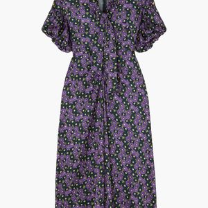 Robe Midi En Crêpe De Chine Imprimé À Col Cravate Lela Rose en coloris Violet