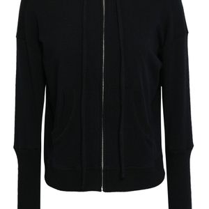Enza Costa Mélange Cotton-blend Hooded Sweatshirt Black