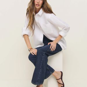 Reformation White Ludo Toe Ring Strappy Flat Sandal 5