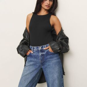 Reformation Blue Leni Knit Bodysuit