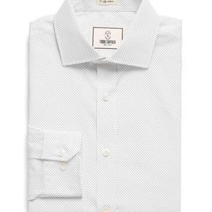 Todd Snyder Spread Collar Dress Shirt In White Pindot for men