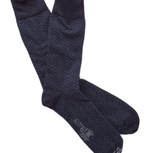 Corgi Blue Herringbone Socks In Navy for men