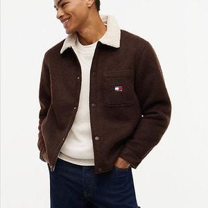 Tommy Hilfiger Blue Tommy Jeans Brushed Flannel Teddy Collar Oversized Shacket for men