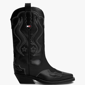 Tommy Hilfiger Black Archive Leather Cowboy Boots