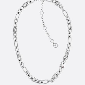 Tommy Hilfiger White Stainless Steel Contrast Chain-link Necklace