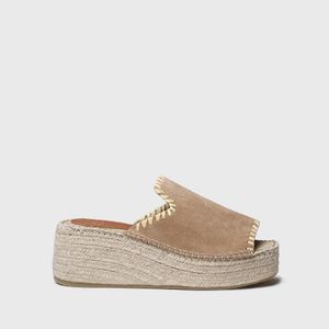 Toni Pons Natural Open Suede Wedge Sandal