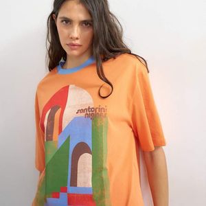 TOPSHOP Orange 'Santorini Nights' Graphic Oversized Tee