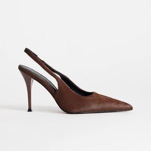 TOPSHOP Brown Anya Sling Back High Heeled Pumps