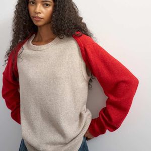 TOPSHOP Red Knitted Detachable Wrap Scarf Sweater