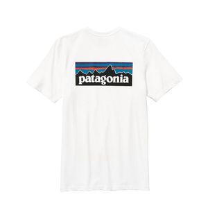 メンズ Patagonia P-6 ロゴプリント オーガニックコットンtシャツ ホワイト