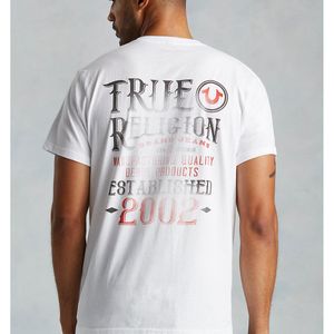 True Religion White Con Ganas Crew Neck Mens Tee for men