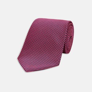 Turnbull & Asser Purple Navy And Pink Houndstooth Silk Tie for men