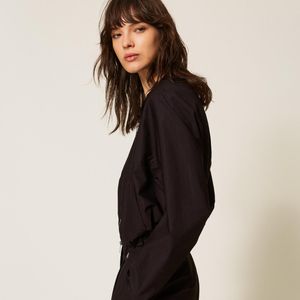 Twinset Black Recycled Poplin Bomber Jacket