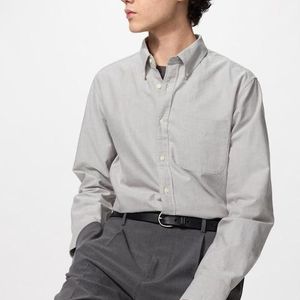 Uniqlo Grey Slim Fit Oxford Shirt for men