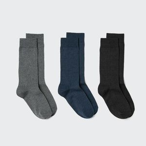 Uniqlo Blue Socks (Ribbed, 3 Pairs)