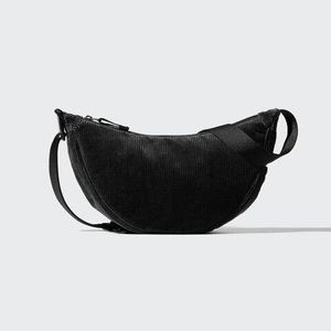Uniqlo Black Round Mini Shoulder Bag (Corduroy) for men