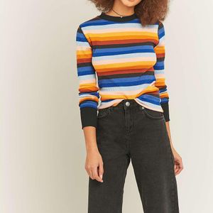 Urban Outfitters Urban Outfitters Orange Striped Waffle Knit Top
