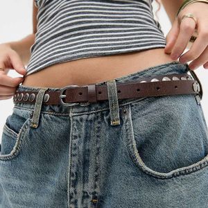 Urban Outfitters Grey Uo Romy Skinny Leather Studded Belt
