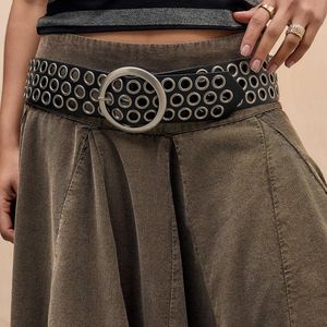 Urban Outfitters Black Uo Faux Leather Wide Eyelet Belt