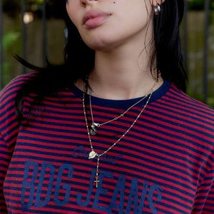 BDG Purple Red Striped Relaxed Long Sleeve T-shirt