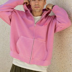 iets frans Pink Rose Script Zip-through Hoodie for men