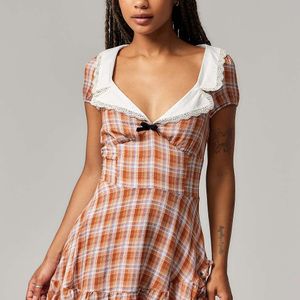 Kimchi Blue Brown Maeve Check Mini Dress