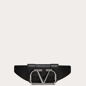 メンズ Valentino Garavani スーパーvee レザー ベルトバッグ ブラック
