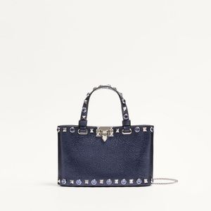 Valentino Garavani Blue Rockstud Mini Shopping Bag