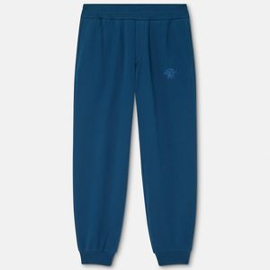 Versace Blue Embroidered Cotton-Jersey Sweatpants for men