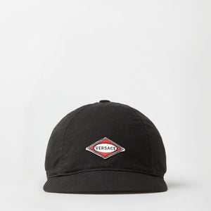 Versace Black Embroidered Canvas Cycling Cap