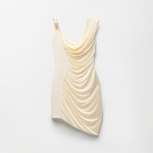 Versace White Envers-Satin Crêpe Draped Mini Dress