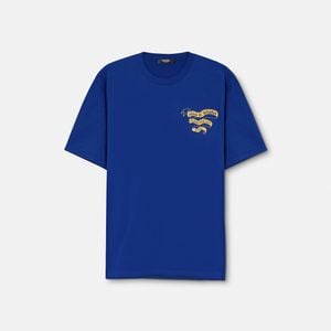 Versace Blue Printed Cotton-Jersey Regular T-Shirt for men