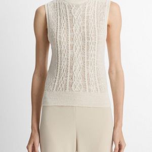 Vince White Cable Cotton-Blend Double-Layer Shell