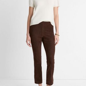 Vince Natural Suede Split-Hem Cropped Pant