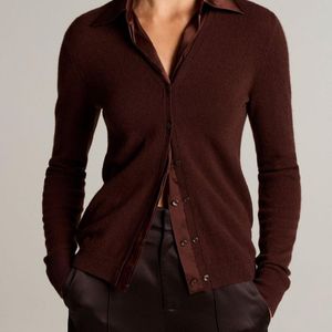 Vince Purple Satin-Trimmed Cashmere Collared Cardigan