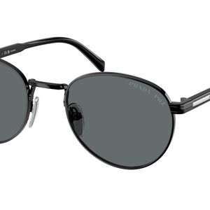 Prada Black Pr B51S 1Ab5Z1 Sunglasses Metal Round Polarized for men