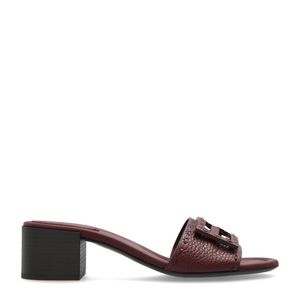 Fendi White Leather Heeled Mules