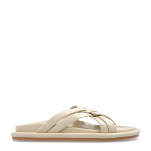 Moncler White 'Bell' Slides