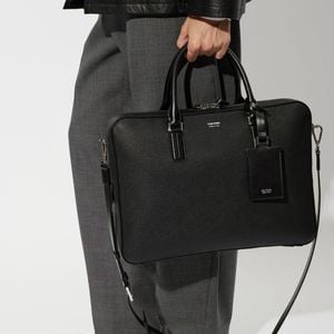 Tom Ford Black Leather Bag With Logo for men