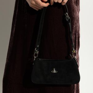 Vivienne Westwood Black Suede Shoulder Bag 'Tasha'